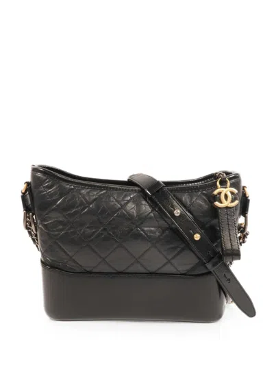 Pre-owned Chanel Small Gabrielle Quilted Shoulder Bag In Black