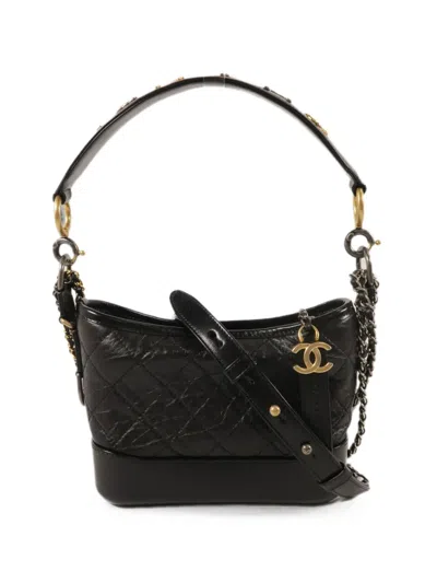 Pre-owned Chanel Small Gabrielle Quilted Shoulder Bag In Black