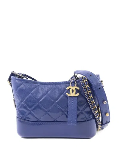 Pre-owned Chanel Small Gabrielle Quilted Shoulder Bag In Blue