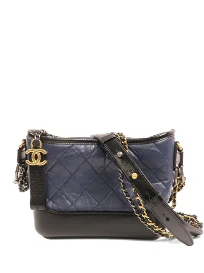 Pre-owned Chanel Small Gabrielle Quilted Shoulder Bag In Blue
