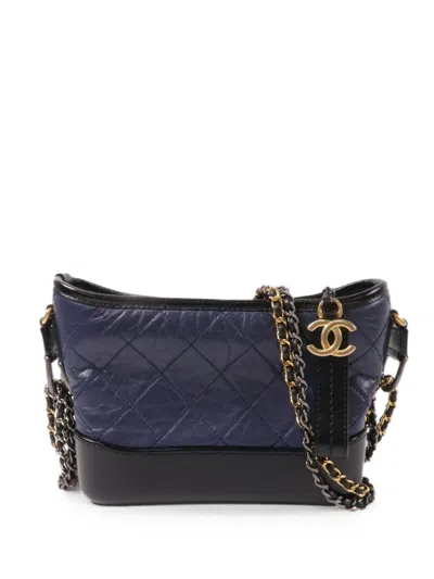 Pre-owned Chanel Small Gabrielle Quilted Shoulder Bag In Blue