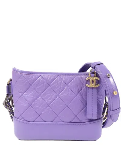 Pre-owned Chanel Small Gabrielle Quilted Shoulder Bag In Purple