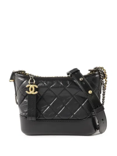 Chanel Small Gabrielle Quilted Shoulder Bag In Black