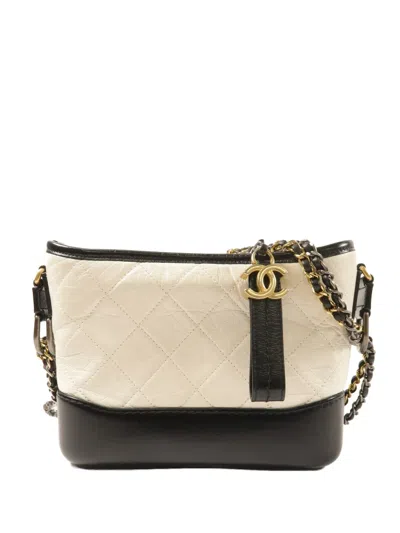 Pre-owned Chanel Small Gabrielle Quilted Shoulder Bag In White