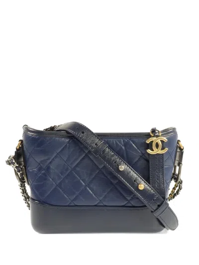 Pre-owned Chanel Small Gabrielle Shoulder Bag In Blue