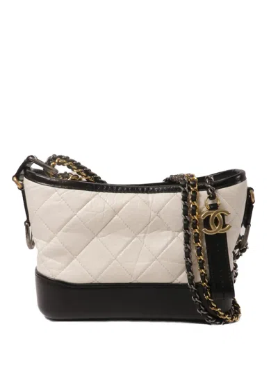 Pre-owned Chanel Small Gabrielle Shoulder Bag In White