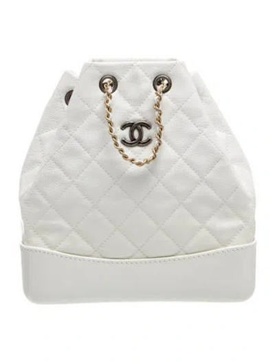 Pre-owned Chanel Small Gradient Gabrielle Backpack In White