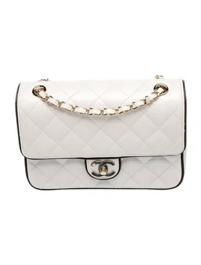 Pre-owned Chanel Small Graphic Frame Flap Bag In White