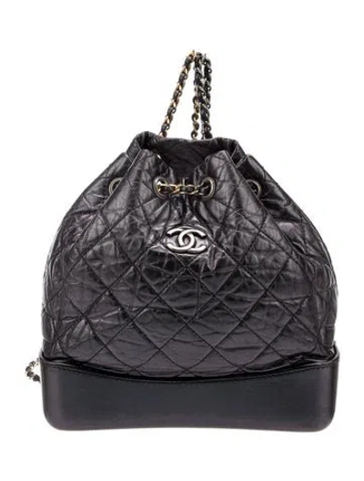 Pre-owned Chanel Small Iridescent Gabrielle Backpack In Black