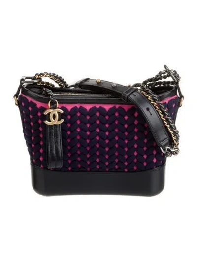 Pre-owned Chanel Small Knit Gabrielle Hobo In Blue