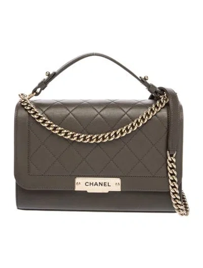 Pre-owned Chanel Small Label Click Flap Bag In Green