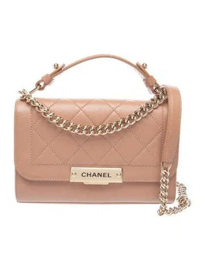 Pre-owned Chanel Small Label Click Flap Bag In Neutral