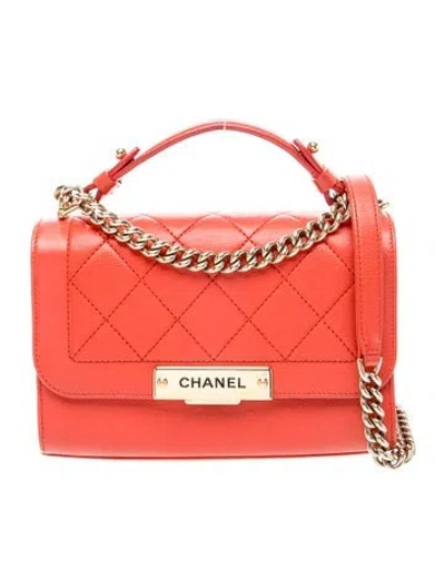 Pre-owned Chanel Small Label Click Flap Bag In Orange