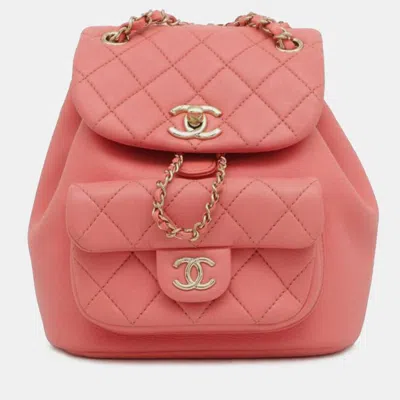 Pre-owned Chanel Small Lambskin Duma Backpack In Pink