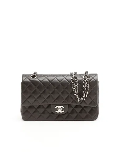 Pre-owned Chanel Medium Lambskin Quilted Classic Double Flap Bag In Black