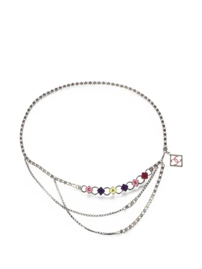 Pre-owned Chanel Small Logo-pendant Chain Belt In Silver
