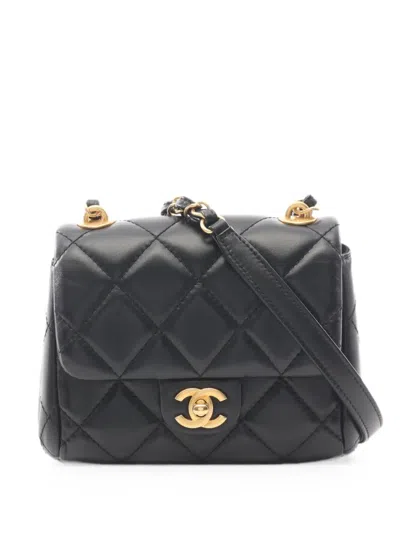 Pre-owned Chanel Small Matelassé Flap Shoulder Bag In Black