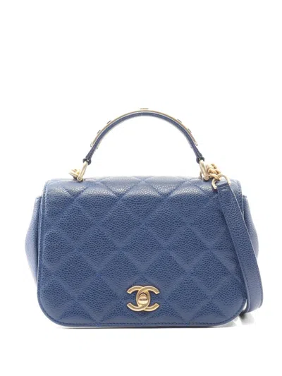 Pre-owned Chanel Small Matelassé Quilted Shoulder Bag In Blue