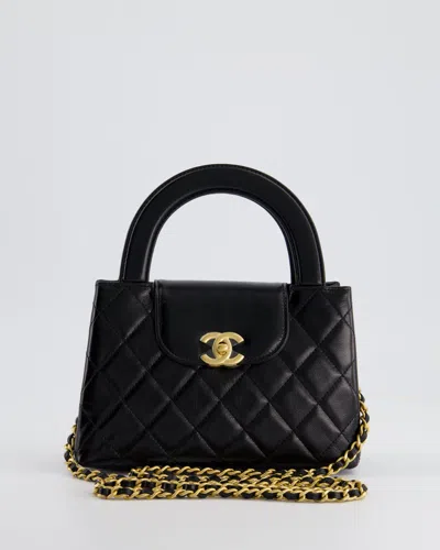 Pre-owned Chanel Small Mini Kelly Shopping Bag In Aged Calfskin Leather With Brushed Antique Gold Hardware In Black