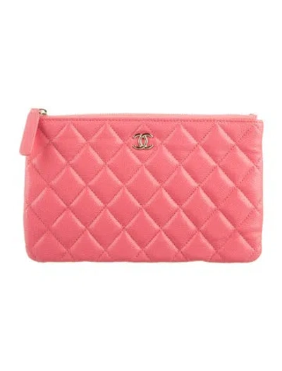 Pre-owned Chanel Small O-case Pouch Interlocking Cc Logo Wallet In Pink