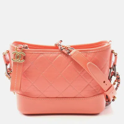 Pre-owned Chanel Small Orange Leather Hobo Shoulder Bag