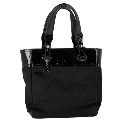 Pre-owned Chanel Small Paris Biarritz Tote Bag In Black Calf Hair And Leather