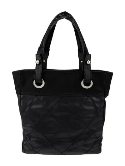 Pre-owned Chanel Small Paris Biarritz Tote In Black