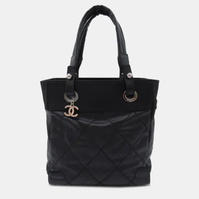 Pre-owned Chanel Small Paris-biarritz Tote In Black