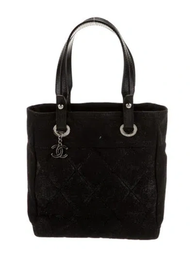 Pre-owned Chanel Small Paris-biarritz Tote In Black