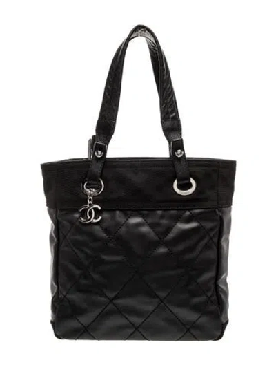 Pre-owned Chanel Small Paris-biarritz Tote In Black