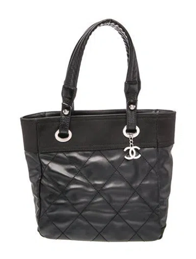 Pre-owned Chanel Small Paris-biarritz Tote In Black