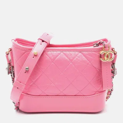 Pre-owned Chanel Small Pink Leather Hobo Shoulder Bag