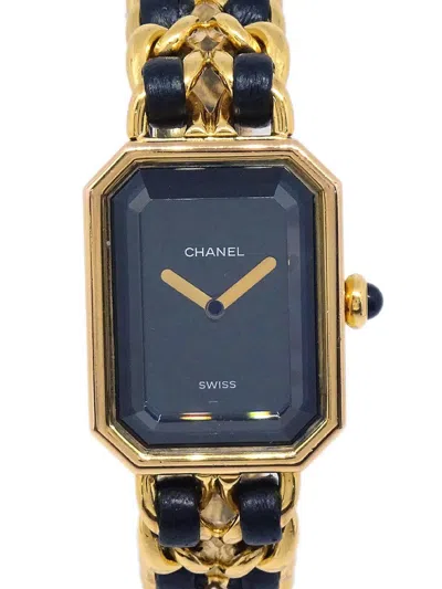 Pre-owned Chanel Small Première Chain Strap Watch In Black