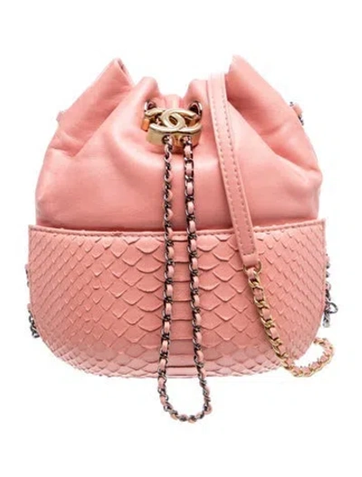 Pre-owned Chanel Small Python Gabrielle Purse Bag In Pink