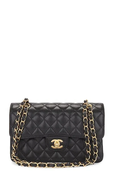 Pre-owned Chanel Small Quilted Caviar Chain Flap Bag In Black