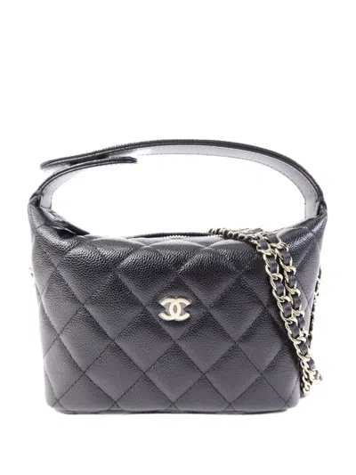 Pre-owned Chanel Small Quilted Cc Shoulder Bag In Black