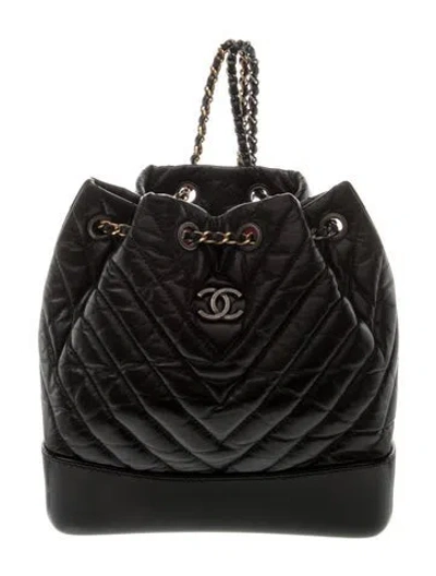 Pre-owned Chanel Small Quilted Gabrielle Backpack In Black