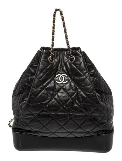 Pre-owned Chanel Small Quilted Gabrielle Backpack In Black