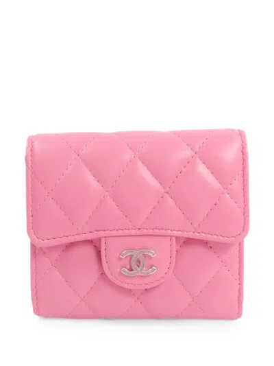 Pre-owned Chanel Small Quilted Wallet In Pink