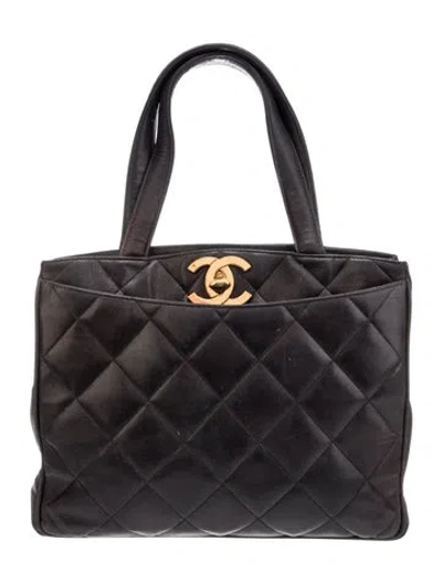 Pre-owned Chanel Small Quilted Xl Cc Tote In Black