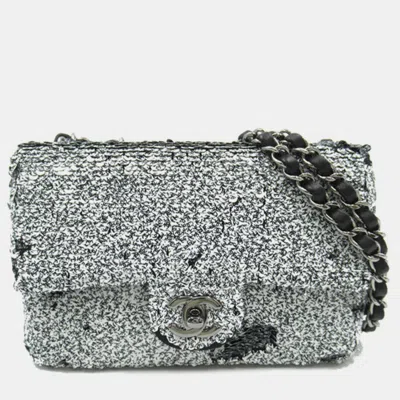 Pre-owned Chanel Small Sequins Single Flap In Grey