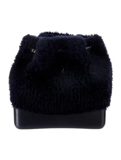 Pre-owned Chanel Small Shearling Gabrielle Backpack In Blue