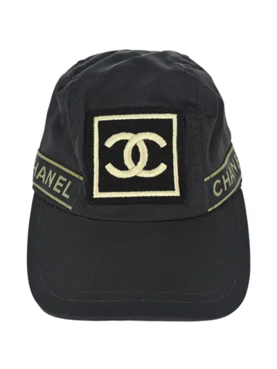 Pre-owned Chanel Small Sport Line Cc Logo Cap In Black