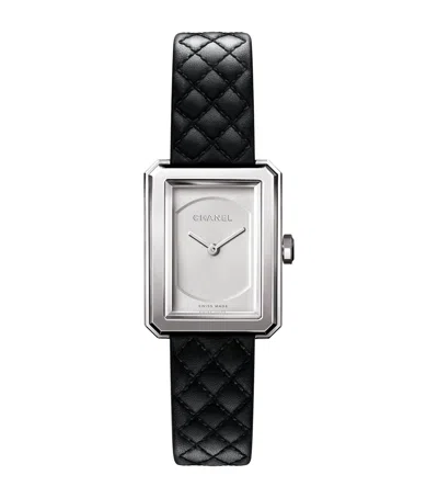 Pre-owned Chanel Small Steel Boy·friend Watch In Black