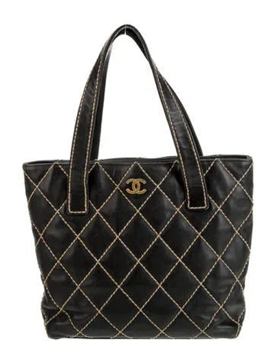 Pre-owned Chanel Small Surpique Tote In Black