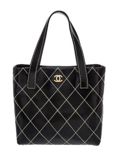 Pre-owned Chanel Small Surpique Tote In Black