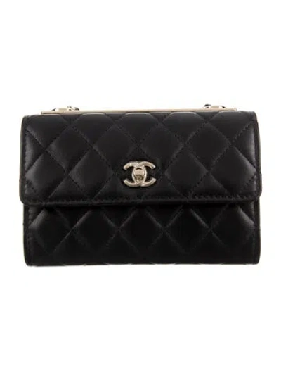Pre-owned Chanel Small Trendy Cc Wallet On Chain In Black
