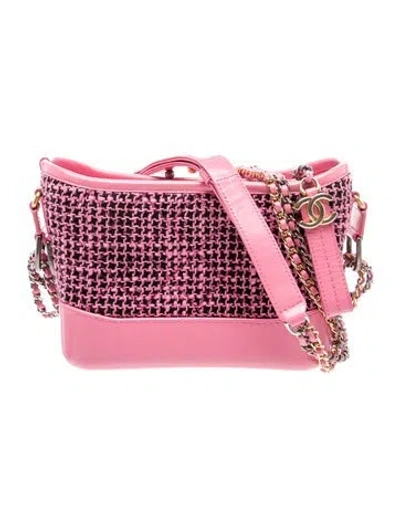 Pre-owned Chanel Small Tweed Gabrielle Tote In Pink