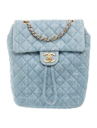 Pre-owned Chanel Small Urban Spirit Backpack In Blue