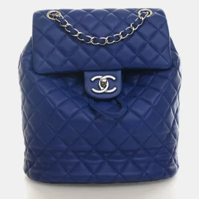 Pre-owned Chanel Small Urban Spirit Blue Quilted Lambskin Leather Backpack Bag